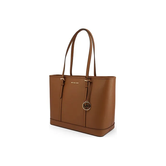 MICHAEL KORS Jet Set Travel Leather Tote Bag, Shopping Bag, Shoulder Bag Women's Caramel Brown-1