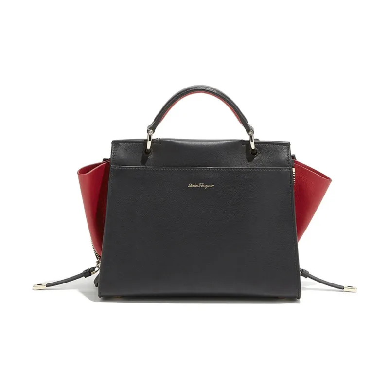 FERRAGAMO Cow Leather Shoulder Bags Handbags Women's Black-2
