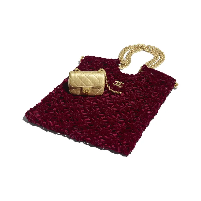 CHANEL Lambskin Tote Bag, Shopping Bag, Handbag Women's Burgundy-2