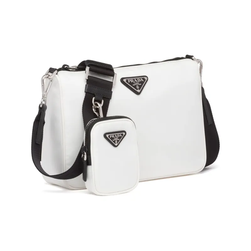 PRADA Nylon And Saffiano Leather Crossbody Bag Shoulder Bag Men's White-1