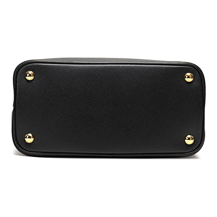 PRADA Double Cow Leather One Shoulder Handbag Women's Black-5