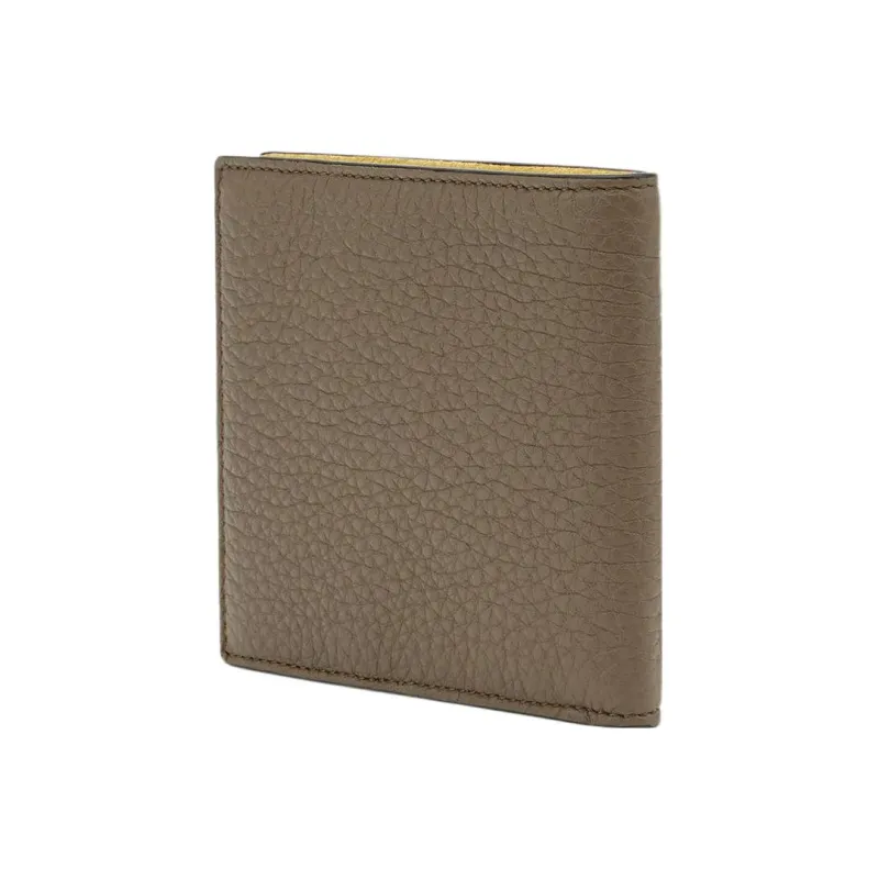 FENDI Leather Money Clip Card Holder Wallet Men's Light Brown-1