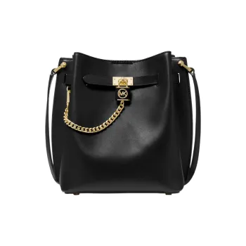 MICHAEL KORS Hamilton Legacy Cow Leather Bucket Bags Shoulder Bag Crossbody Bag Medium Size Women's Black