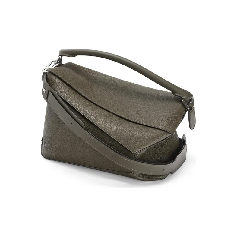 LOEWE Puzzle Grained Calfskin Geometric Bag Puzzle Bag Handbag Shoulder Bag Crossbody Bag Large Size Women's Gray Green-2