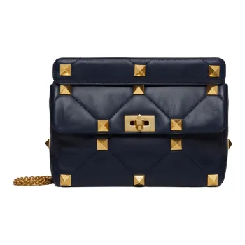 Valentino Roman Stud Lambskin Handbag, Crossbody Bag, Shoulder Bag Women's Blue