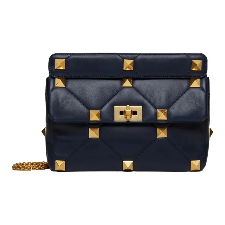 Valentino Roman Stud Lambskin Handbag, Crossbody Bag, Shoulder Bag Women's Blue-0