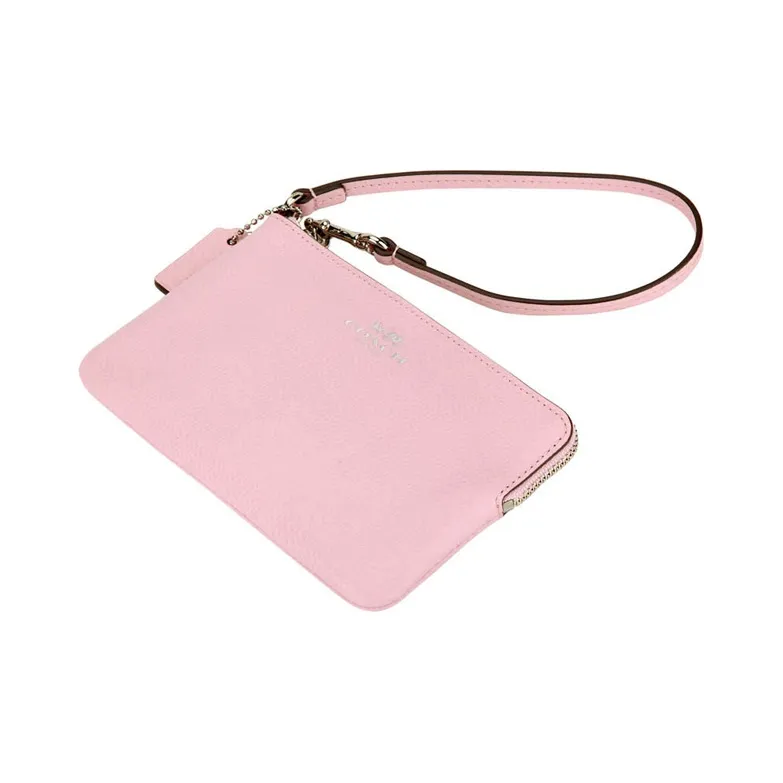 COACH Corner Zip Leather Coin Purse Clutch Small Size Women's Cherry Blossom Pink-3