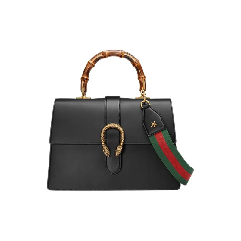 GUCCI Dionysus Leather Crossbody Handbag Shoulder Bag Large Size Women's Black-0