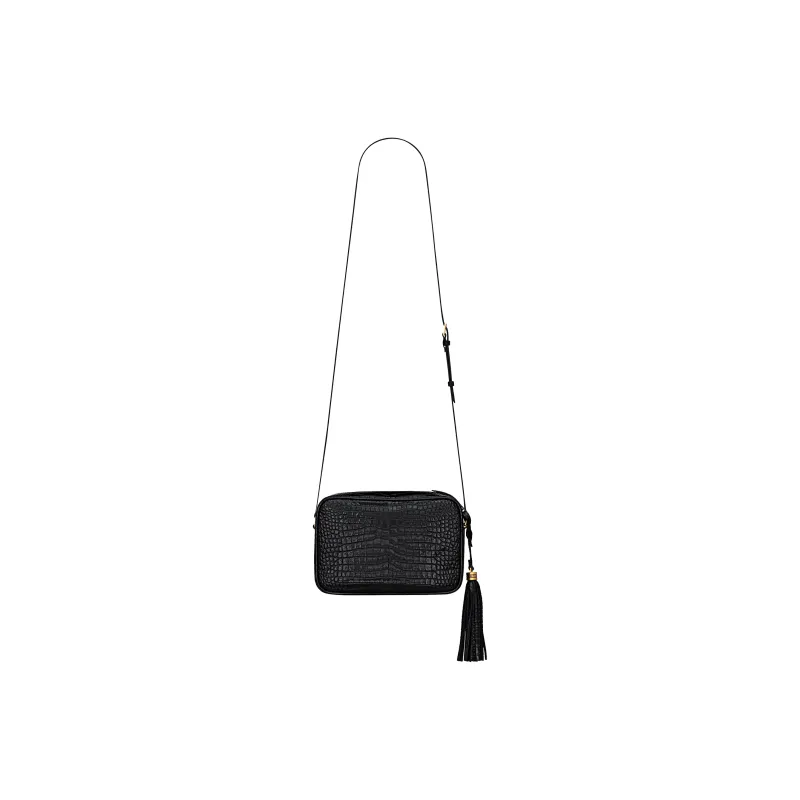 SAINT LAURENT LOU Leather Crossbody Bag Shoulder Bag Women's Black-4