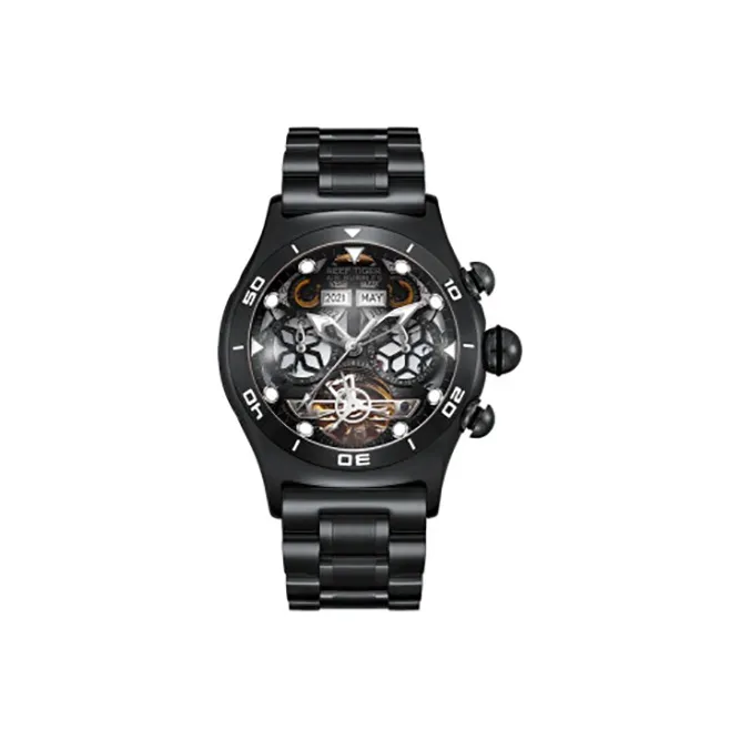 REEF TIGER Air Bubbles II Collection Automatic Mechanical Movement Watch Men's Watches Black Dial RGA703-GHH-0