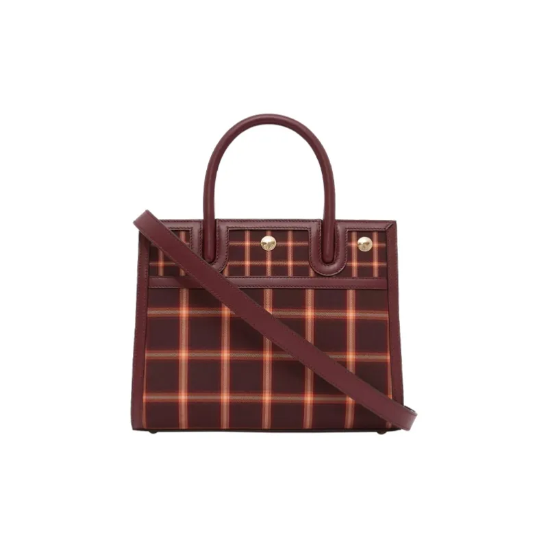 Burberry Cotton Shoulder Bag Crossbody Bag Handbag Mini Women's Burgundy Red-4