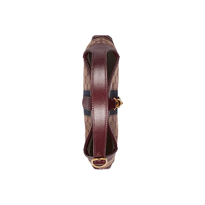 GUCCI Jackie 1961 Canvas With Leather Trim Crescent Shoulder Bag Shoulder Bag Women's Burgundy-4