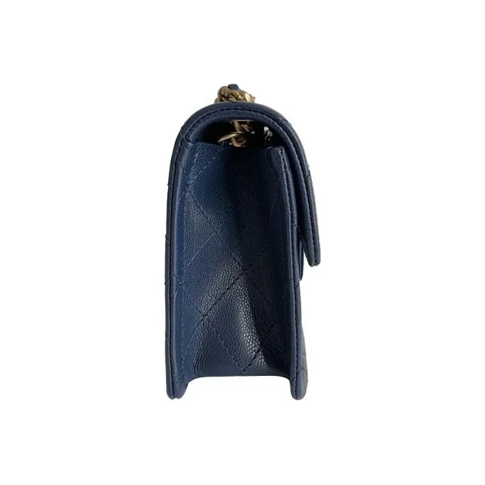 CHANEL Classic Flap CF Calfskin Shoulder Bag, Crossbody Bag Trumpets Women's Marine Blue-1