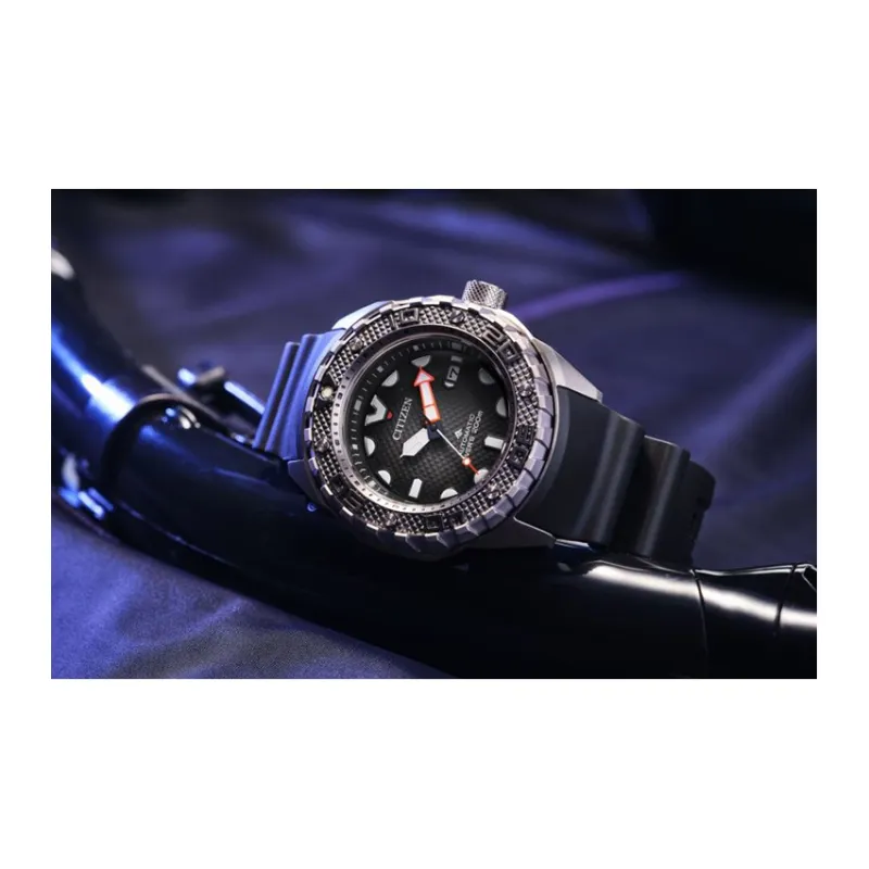 CITIZEN Automatic Mechanical Movement PU Rubber Strap Watch 46mm Unisex Black Dial-3