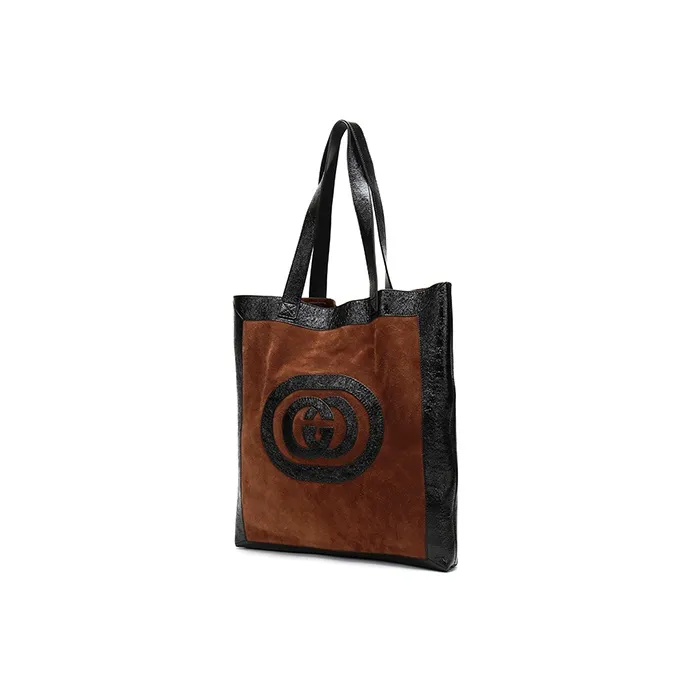 GUCCI Ophidia Suede Tote Combo Bag, Shoulder Bag Tubas Unisex Chestnut & Black-1