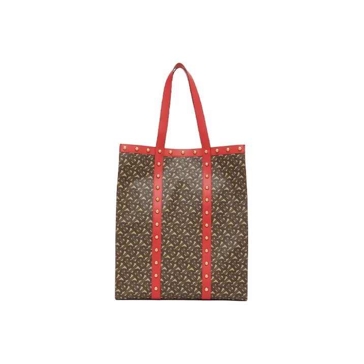 Burberry Canvas Tote Bag Shopping Bag Handbag Unisex Red-3