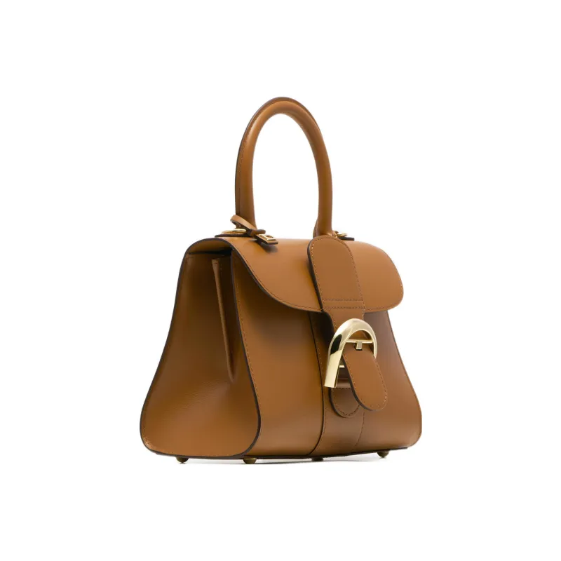 Delvau Brillant Calfskin Portable Crossbody Bag Shoulder Bag Mini Women's Caramel Brown-1