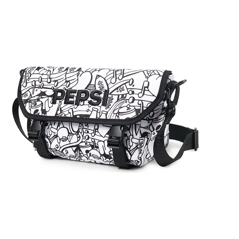 Pepsi Fabric Messenger Bag Shoulder Bag Crossbody Bag Regular Unisex Black White-2
