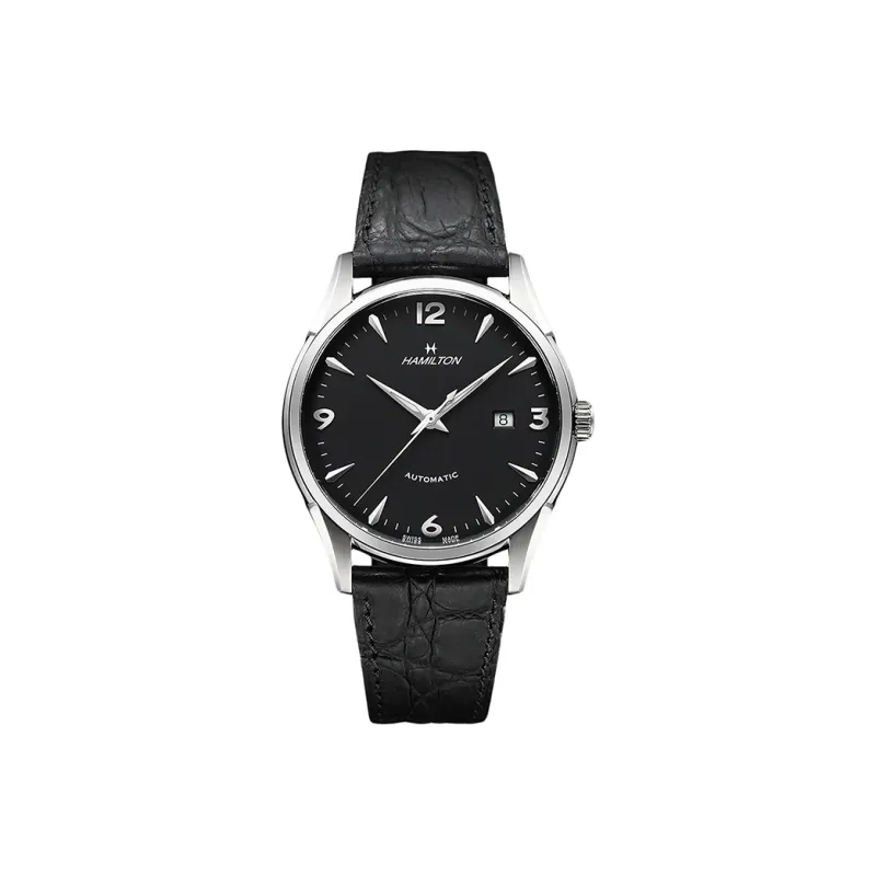 HAMILTON Automatic Mechanical Movement Men's Watches Watch Black Dial Stainless Steel Watch Case Genuine Leather Strap-0