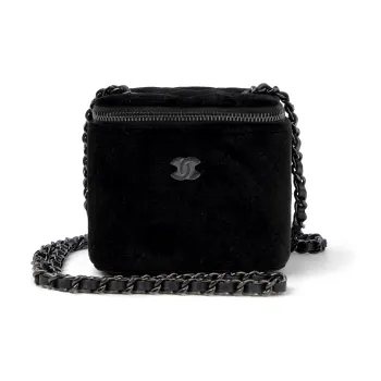 CHANEL 22c Early Spring Velour Small Box Crossbody Bags Mini Unisex Black