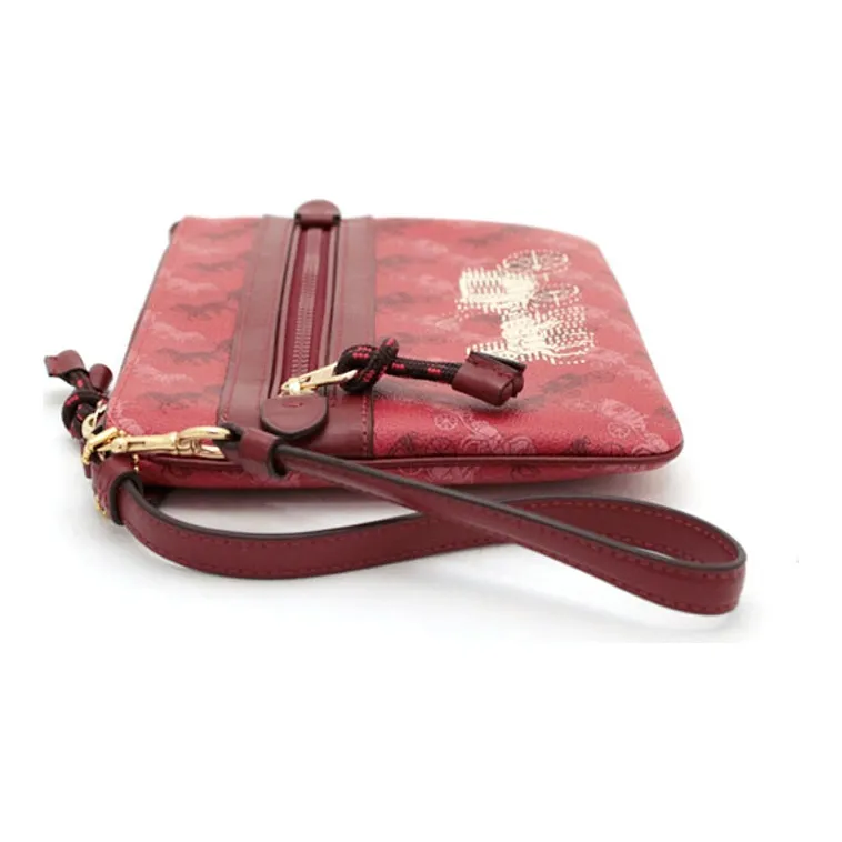 COACH Gallery Canvas Clutch Small Size Women's Red-2