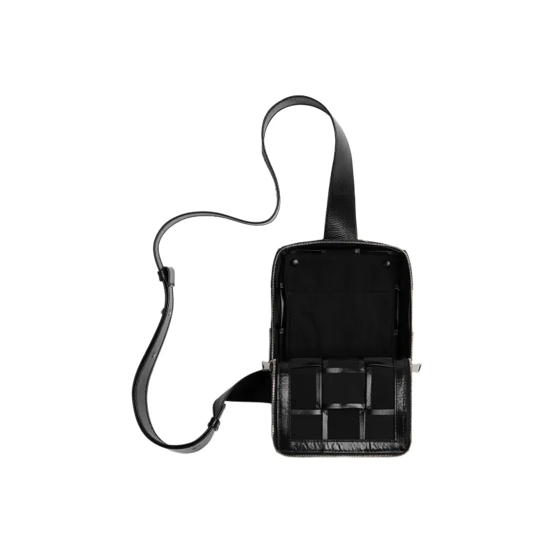 Bottega Veneta Cow Leather Shoulder Bag, Crossbody Bag, Sling Bag Medium Size Men's Black-3