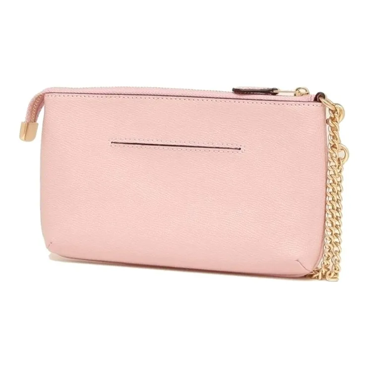 COACH Wristlet Leather Handheld Wrist Bag Crossbody Handbag Large Size Women's Pink-1