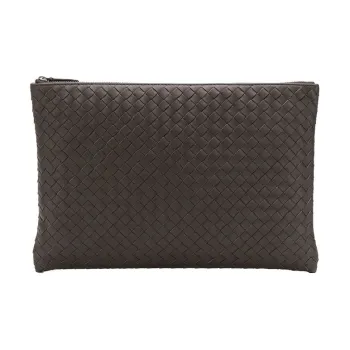 Bottega Veneta Sheepskin Clutch Large Size Unisex Brown