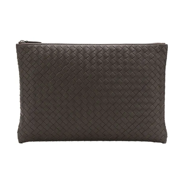 Bottega Veneta Sheepskin Clutch Large Size Unisex Brown-0