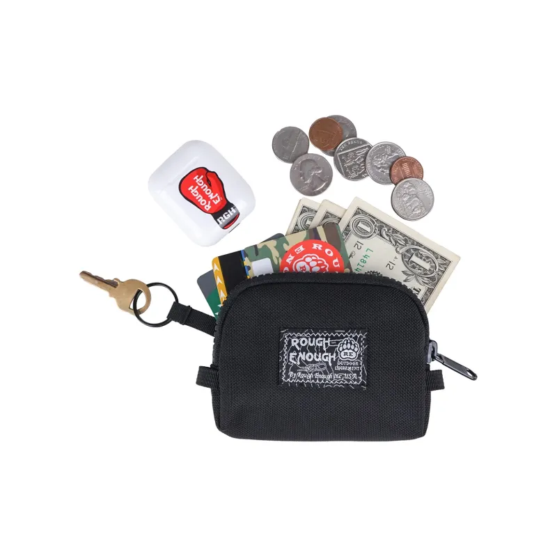 Rough Enough Nylon Fabric Hanging Bag Coin Purse Wallet Small Size Unisex Black-2
