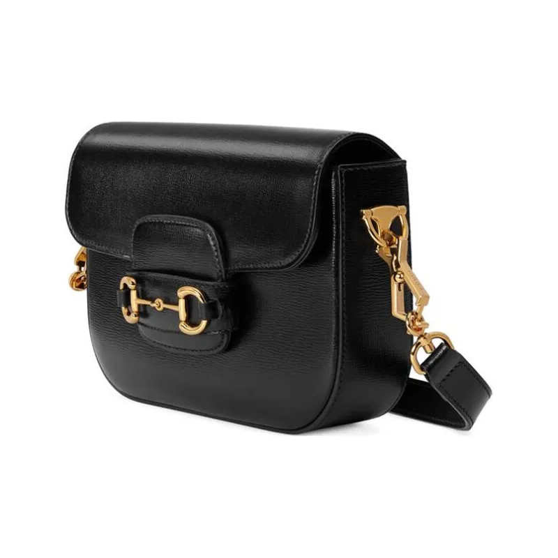 GUCCI Horsebit 1955 Leather Saddle Bag, Crossbody Bag, Shoulder Bag Mini Women's Black-2