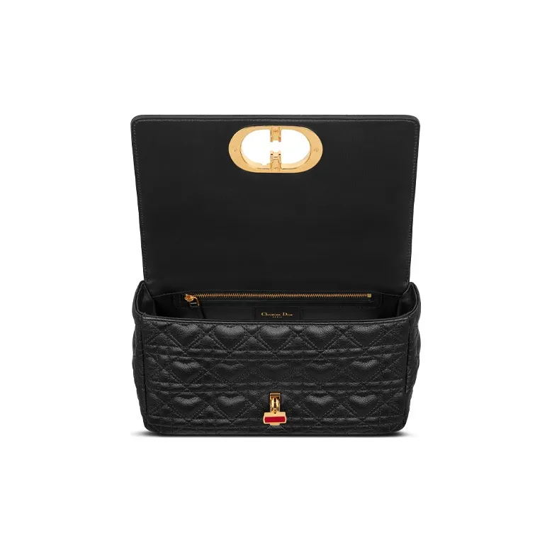 DIOR Cow Leather Chain Shoulder Bag, Crossbody Bag, Handbag Women's Black-2