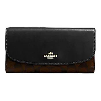 COACH PVC With Skin Long Money Clip Bill Pouch Wallet Women's Brown & Black