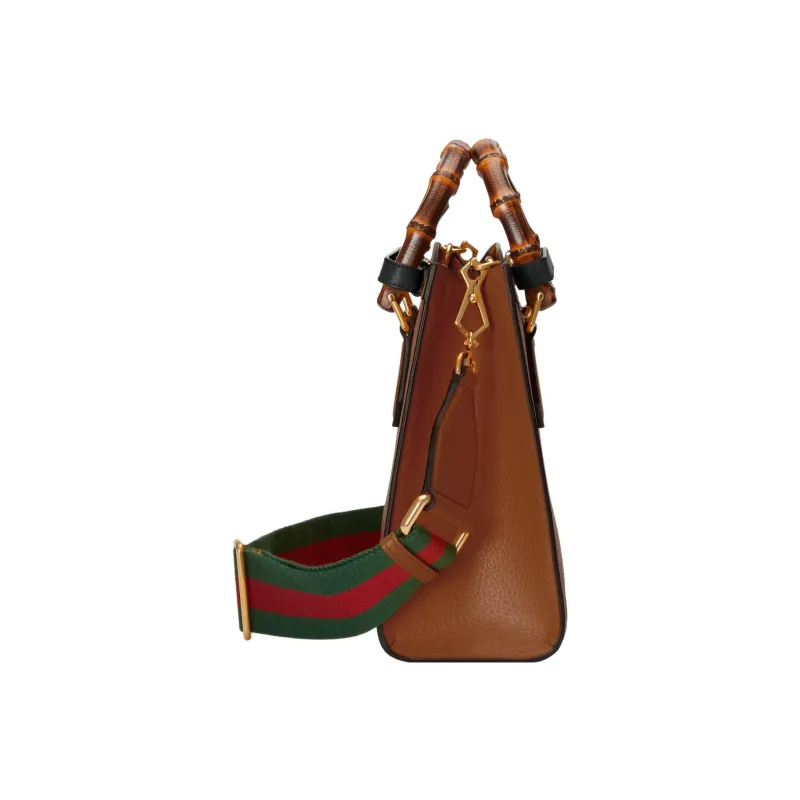 GUCCI Diana Leather Tote Bag Shopping Bag Shoulder Bags Handbags Small Size Unisex Brown-8
