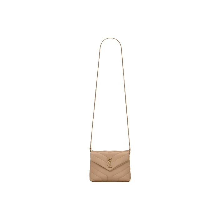 SAINT LAURENT Quilted Leather Crossbody Bag, Shoulder Bag Women's Dark Beige-1