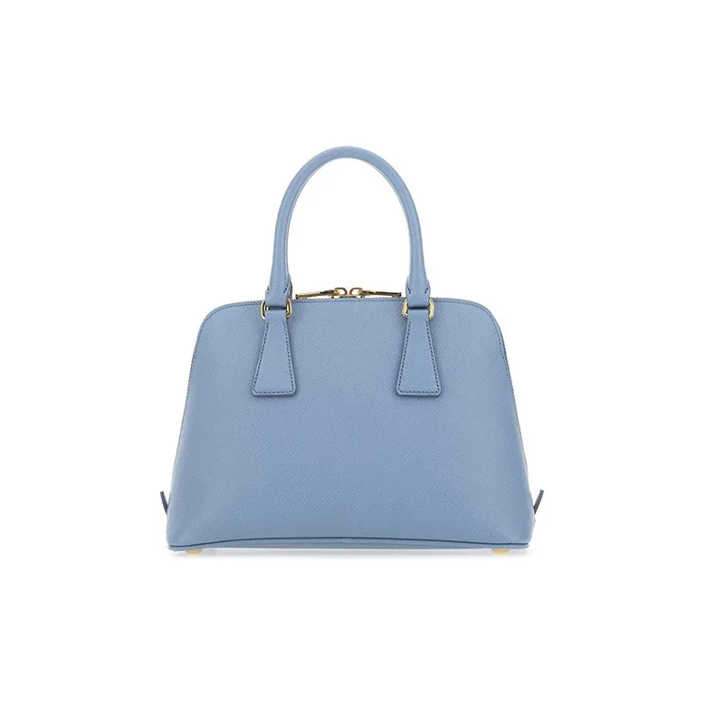 PRADA Leather Tote Shoulder Handbag Women's Blue-2