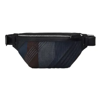 HERMES Cityslide Cow Leather Fanny Pack Men's Light Gray Midnight Blue Black