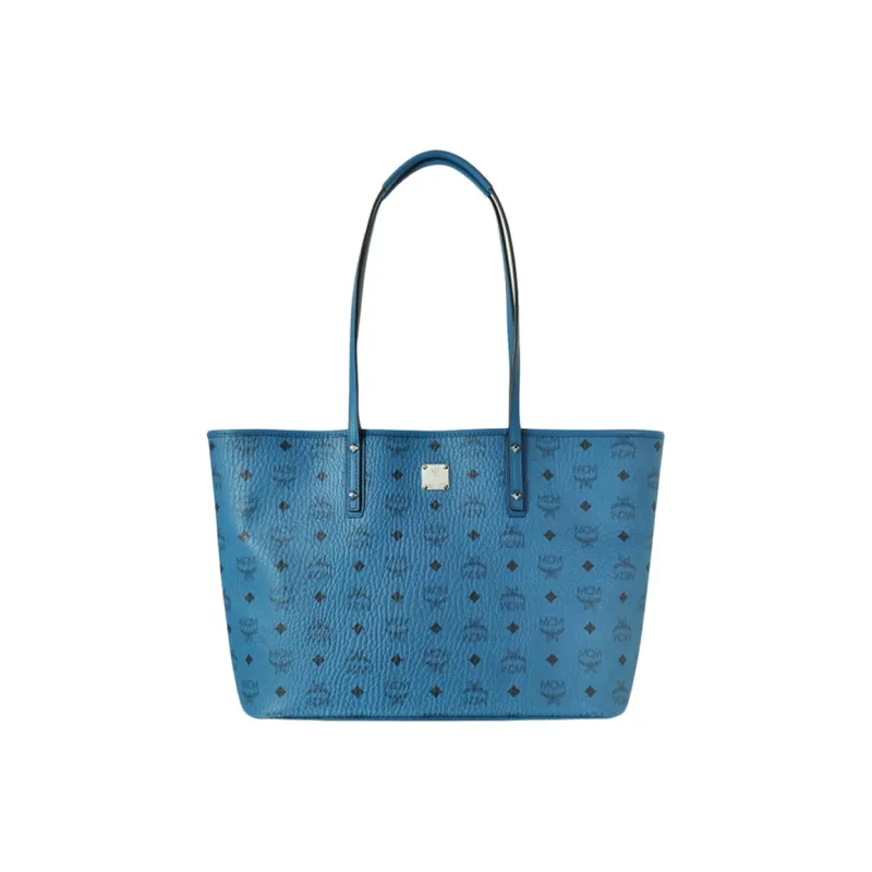 MCM Liz Visetos PVC Tote Bag, Shopping Bag, Combo Bag, Shoulder Bag Women's Blue-0