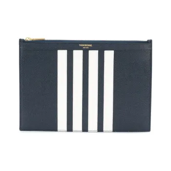 THOM BROWNE· Cow Leather Clutch Unisex Blue