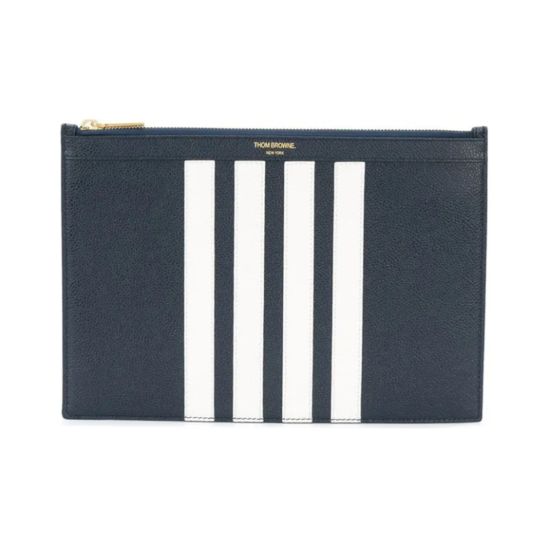 THOM BROWNE· Cow Leather Clutch Unisex Blue-0