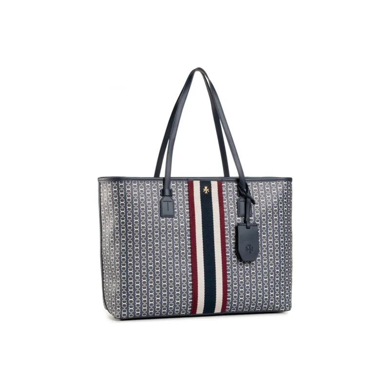 TORY BURCH Gemini Link Coated Canvas One Shoulder Handbags Large Size Women's Red White Blue Multicolor-1