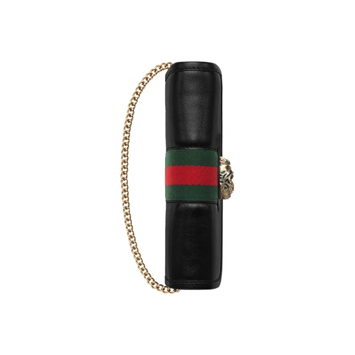 GUCCI Rajah Leather Chain Crossbody Bag Shoulder Bag Women's Black-4