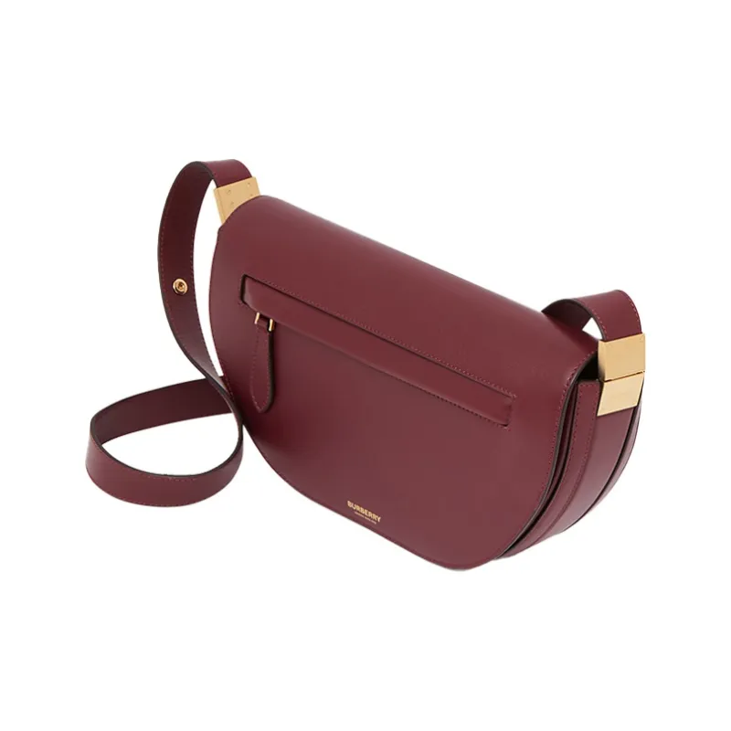 Burberry Olympia Cow Leather Shoulder Bag, Crescent Bag, Shoulder Bag Women's Burgundy-1