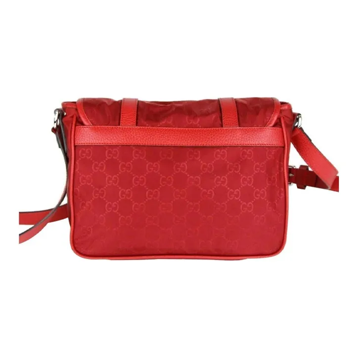 GUCCI Leather Detail Messenger Bag Shoulder Bag Crossbody Bag Men's Red-3