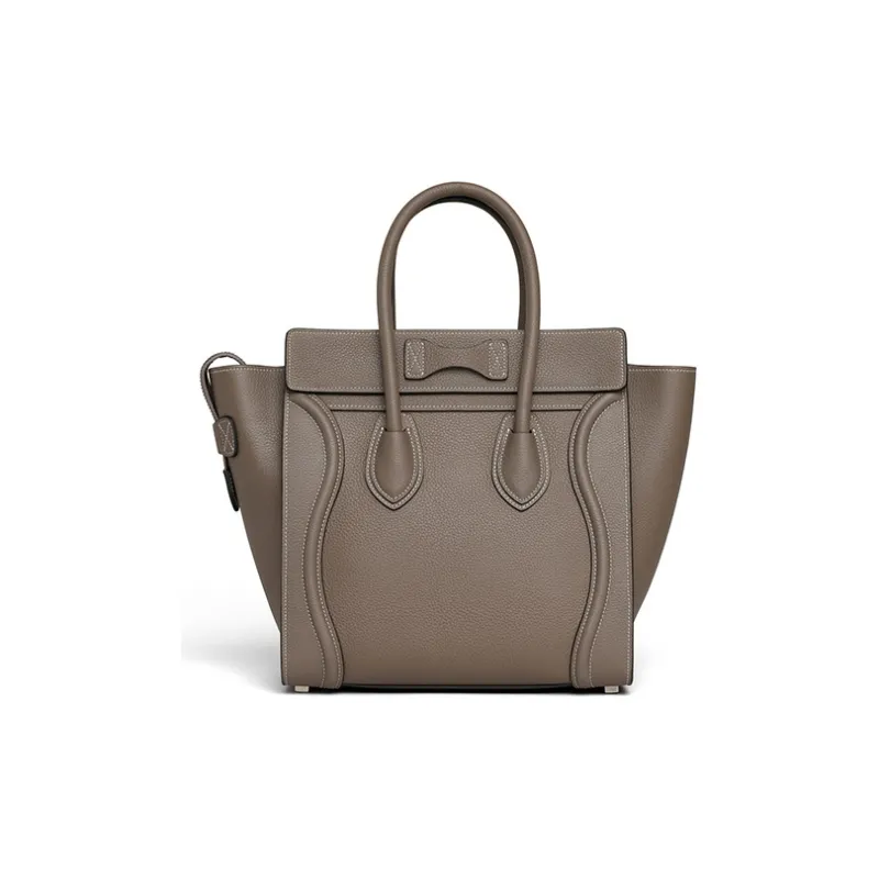 CELINE Cow Leather One Shoulder Handbags Women's Mouse Gray-2