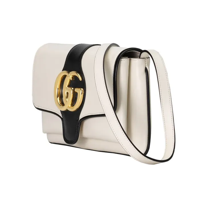 GUCCI Arli Cow Leather Shoulder Bag Crossbody Bag Small Size Women's White/Black-1