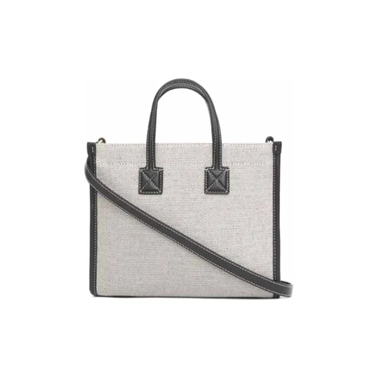 Burberry Freya Cotton With Calfskin Tote Bag Shopping Bag Shoulder Bag Crossbody Bag Handbags Mini Women's Black/Gray-4