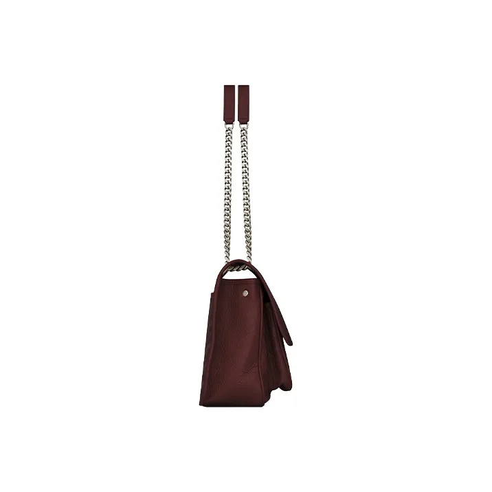 SAINT LAURENT Cow Leather Hobo Bag, Shoulder Bag, Crossbody Bag Medium Size Women's Burgundy-4