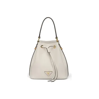 PRADA Saffiano Leather Bucket Bag Handbag Shoulder Bag Crossbody Bag Women's White
