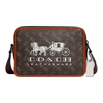COACH Charter Artificial Leather Camera Bag Shoulder Bag Crossbody Bag Medium Size Men's Dark Brown